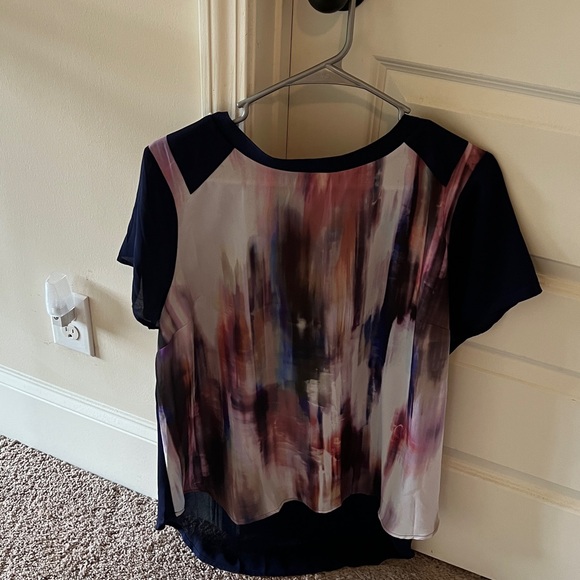 Lane Bryant Tops - Lane Bryant multi color abstract  print Navy Blouse